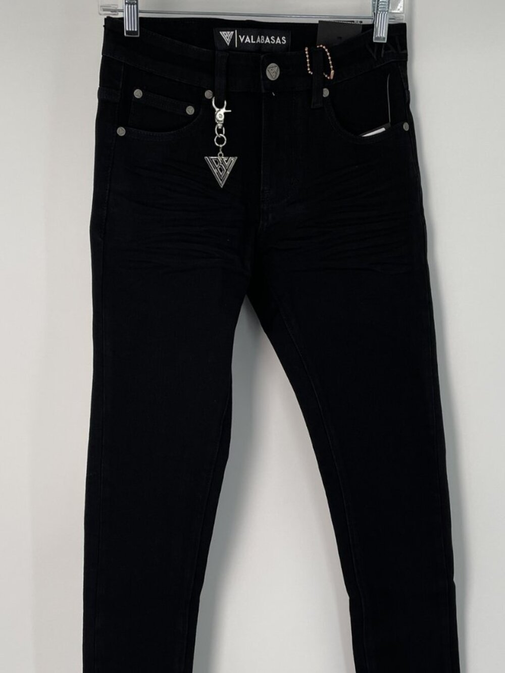 Valabasas Mens Jeans Jet Black Wash Size 28 Mr Slim Fit Flex Denim Cotton Blend